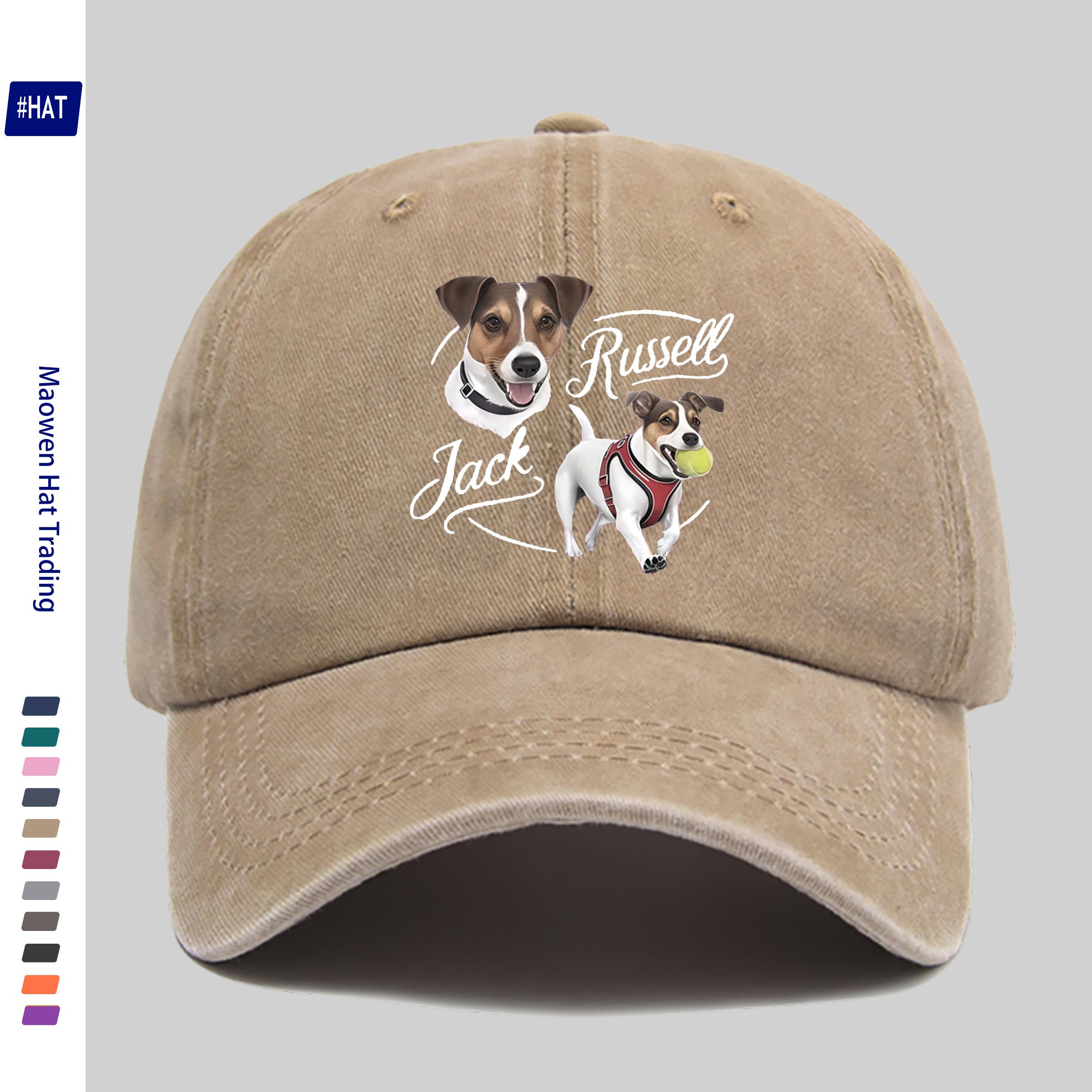 TEMU 1pc Vintage Washed Distressed Baseball , A Stylish, Easy, And Aesthetically Unisex Snapback With A Cute Terrier Pattern Print. The Size Is