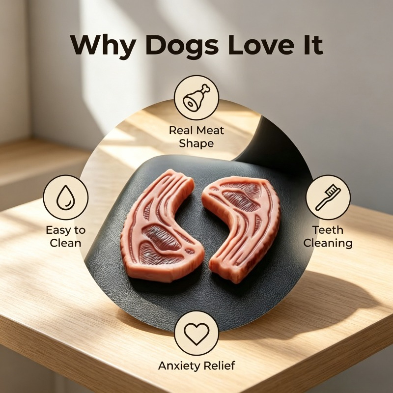 Realistic Meat-Shaped Dog Chew Toy, Dental Cleaning Bone