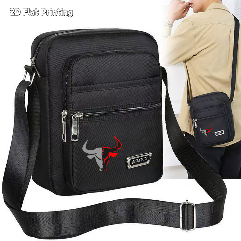 TEMU 1pc Men's Graphic Crossbody Bag With Bull Horns, Zipper Compartments & Adjustable Strap - Casual Satchel Suitable For Daily , Travel, Outdoor,,