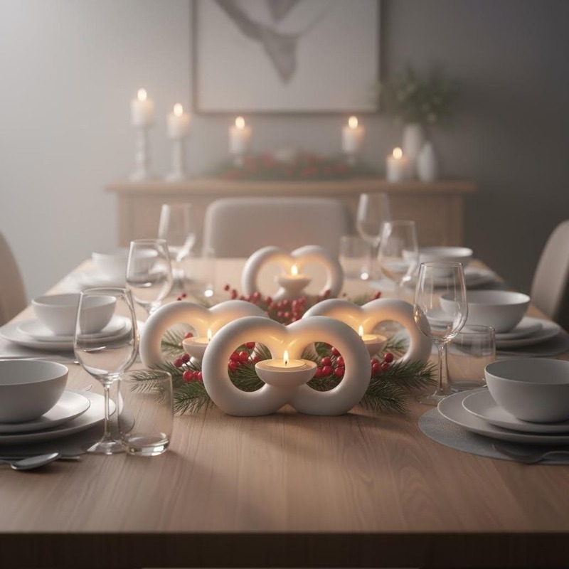 Creative Möbius Strip Ceramic Candle Holder, Modern Abstract Art Candlestick Holder Set, Table Centerpiece Taper Candle Holder, European Romantic Candle Holder, Suitable for Home Decor, Wedding, Dining Room, Party, Mantel, TV Stand, Kitchen, Etc