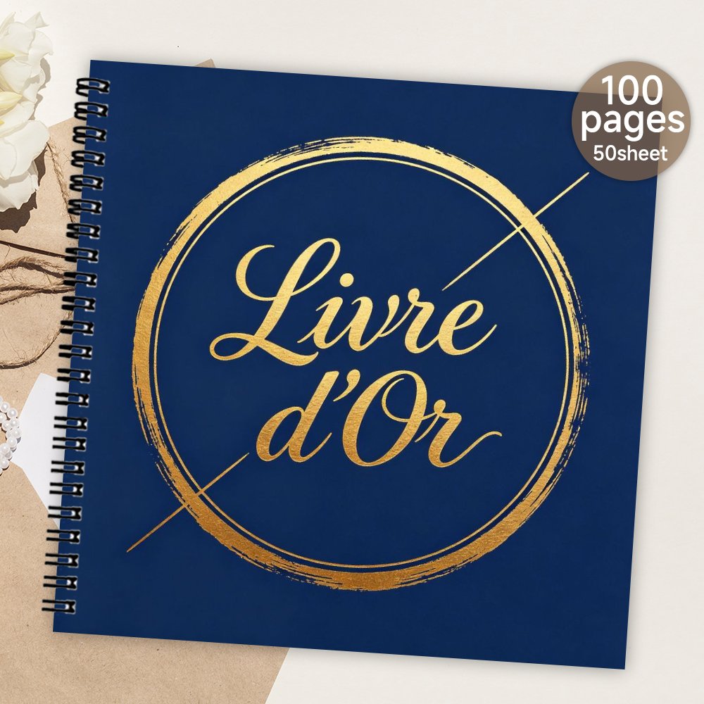 TEMU 1 'or à spirale pour invités, page vierge bleu marine avec , 'or d'invités, cadeau significatif et album souvenir pour et