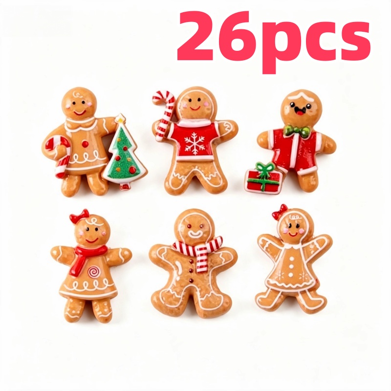 TEMU Set di decorazioni natalizie in resina colorata da 15/26 pezzi - Design panettone natalizio, piatto, per album di , cover per telefoni, forcine