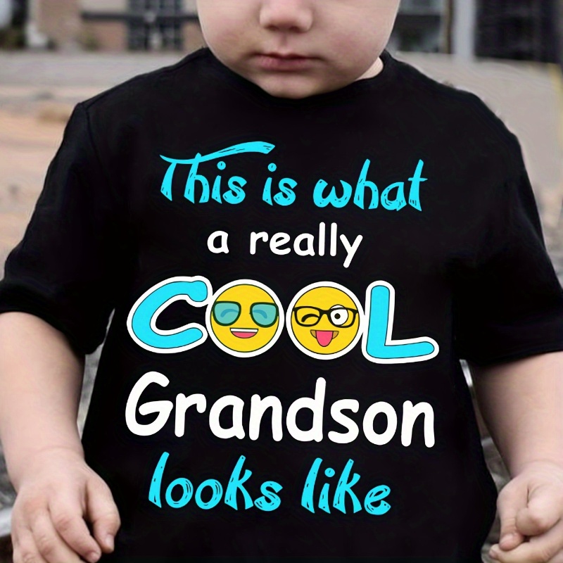 TEMU T-shirt For Featuring A Print That Says 'this Is What A Really Cool Grandson Looks Like', Designed For With A Casual Round Neck And Short Sleeves