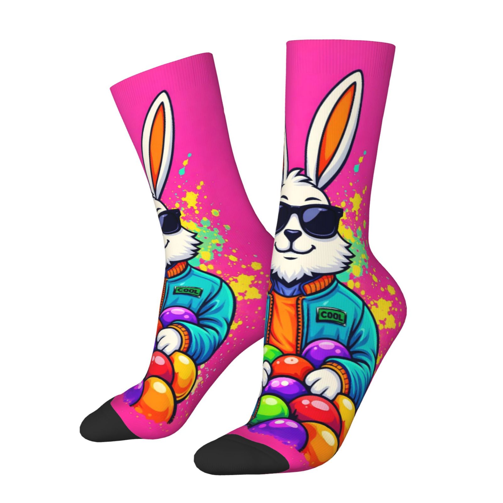 TEMU Un Par de Calcetines Unisex para Exteriores con Estampado de de Pascua, Media Pantorrilla, Lavables a Máquina, Ideales para Entusiastas de