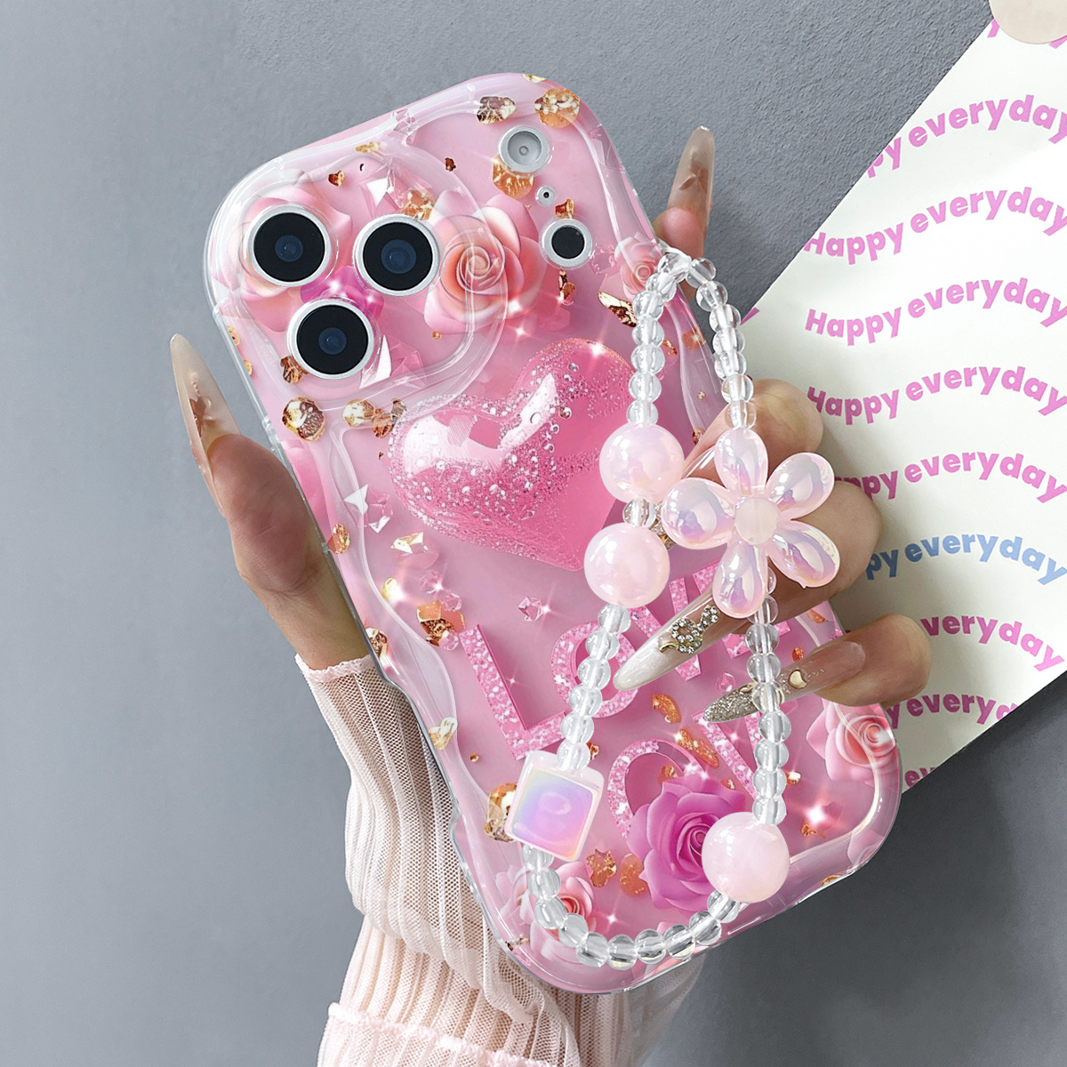 TEMU Phone Case - Trendy Printed Phone Case (with Strap) In A , Compatible With For Iphone Models 16, 15, 14, 13, 12, 11 Pro Max, Plus Xs, Xr, X, 8,