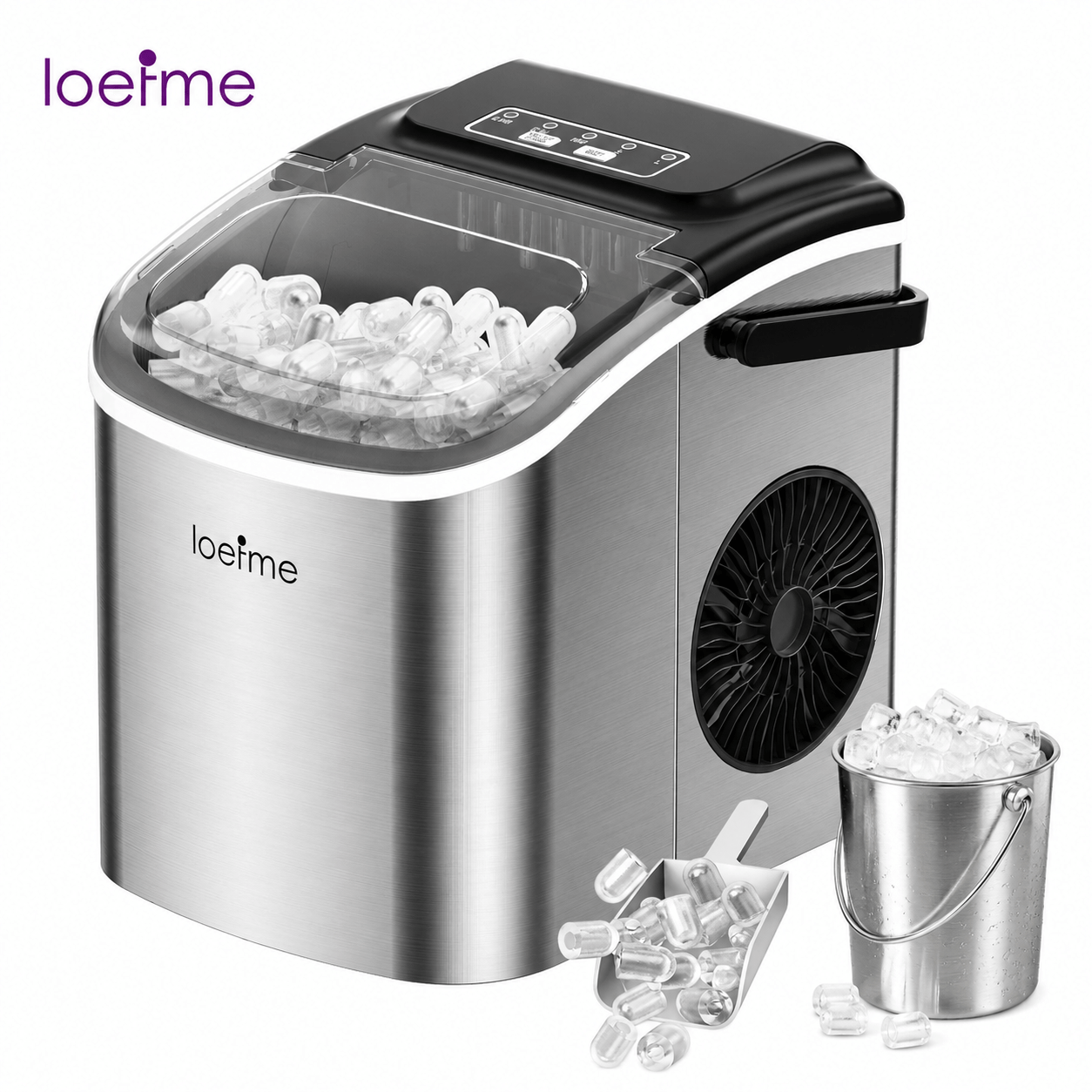 Image of 6-minute Rapid Ice Production | Loefme Taiwanese Electric Ice Maker 24-hour Ice Production 16.5kg Home/office/party Portable 1.2l Water Tank Self-cleaning Stainless Office Party Washing Hygiene