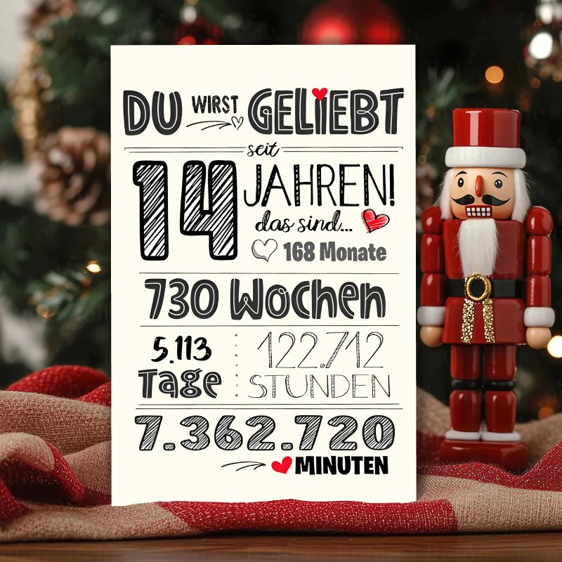 Lovely German 14th Birthday Card, Gift 1pc, Perfect For Congratulating On Christmas, Thanksgiving, Halloween, Ideal Gift For Son, Daughter, Grandson, Granddaughter, Nephew, Niece, Teenager