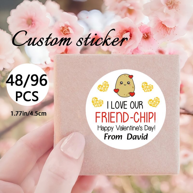 

Custom 48/96pcs Happy Valentine's Day Stickers, Personalized Valentine's Day Stickers, Valentines For School, Classroom Valentines, Valentine's Day Gift, Pleasantly