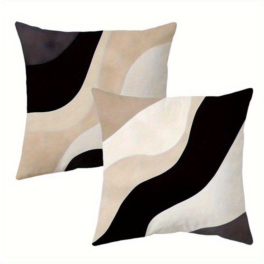 TEMU 2 Bohemian-style Geometric Pattern Pillowcases, Modern Neutral Home Decor Cushion Covers, Rustic Holiday Decorative Pillowcases, Suitable For