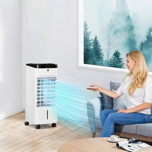 portable air cooler 4in 1 evaporative air conditioner with ice packs dual layer humidifier with 12 hour timer settings for home office