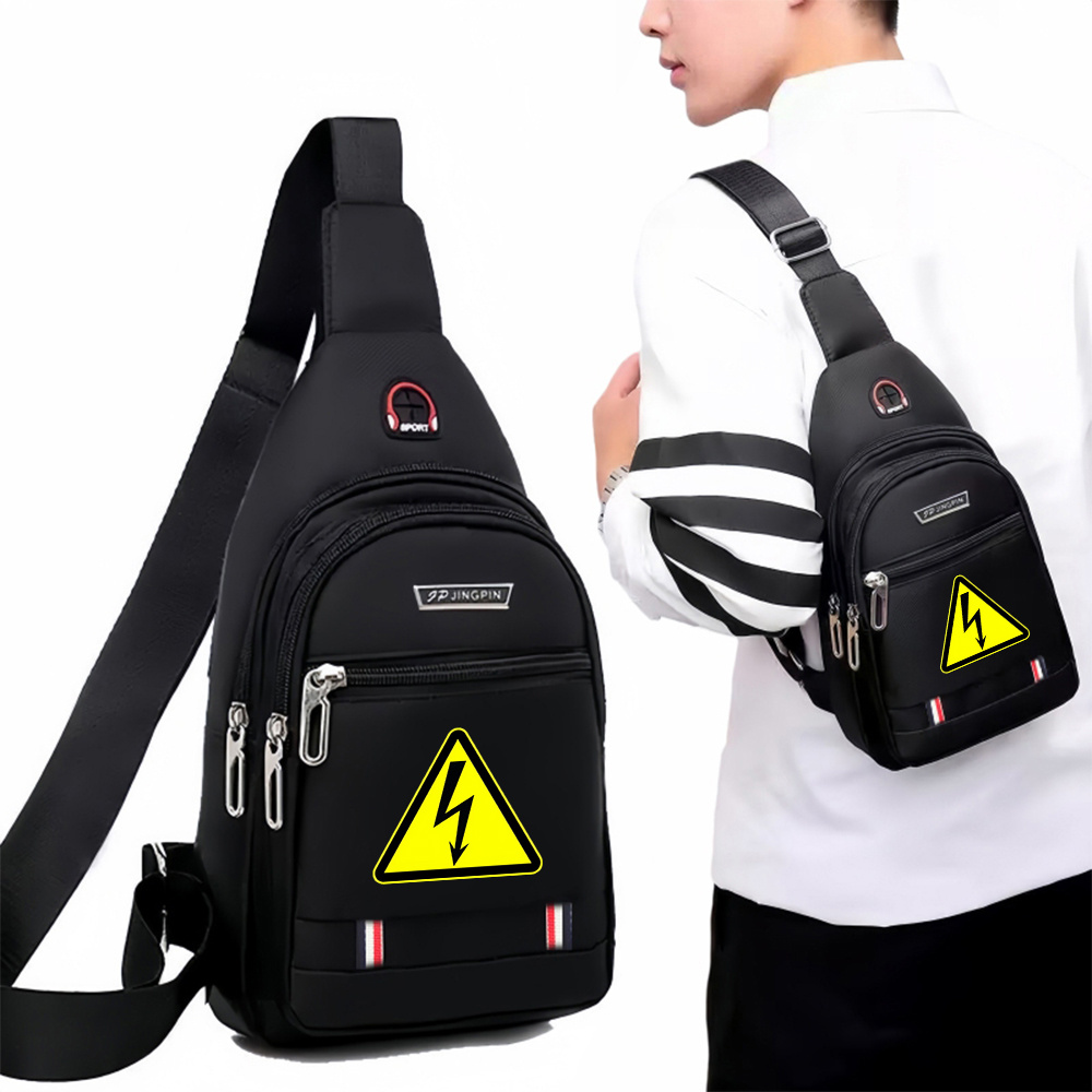 TEMU 1 ud. Bolso de pecho para electricista de estilo correa ajustable – un pack cruzado negro ideal para deportes y viajes, con almacenamiento, para