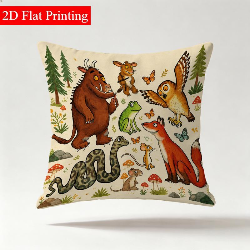 TEMU 18x18 Inch Double-sided Printed Throw Pillow Cover, 1pc, Cartoon Forest Animals Pattern, Made Of High-quality Fabric, Suitable For Home