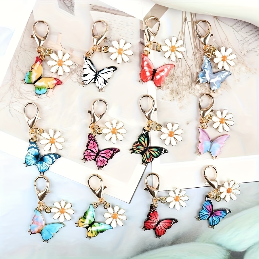 12 Mini Daisy Keychains- Stainless Steel Jewelry Pouch Charms, Colorful, Perfect Gifts For Teacher's Day, Valentine's Day, Thanksgiving, And Graduation Season