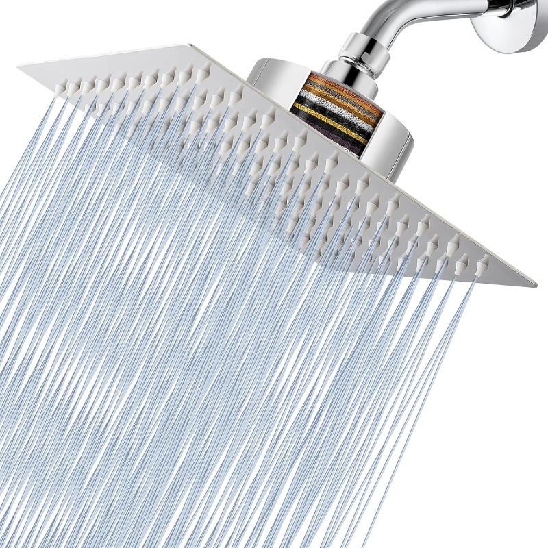 20.32cm Ceiling/Flush Mount Rain Shower Head with Filter for Hard Water Treatment