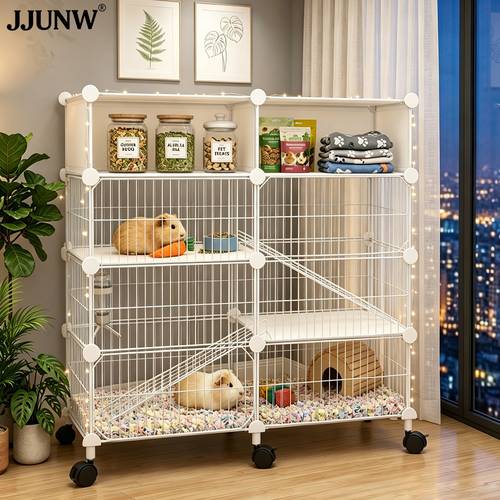 large white indoor guinea pig cage with wheels 28 74 x 28 74 x 18 9 inches four tier ferret cage small animal hideout swivel wheels and drawer storage portable indoor outdoor suitable for hamsters rabbits guinea