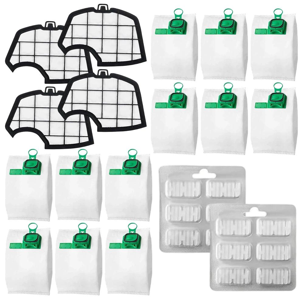 Image of Compatible For Vorwerk Kobold Vk140 Vk150 Fp140 Fp150 Vacuum Replacement Bags & Filters Kit With 12 Dust Bags, 4 Filters & 2 Fragrance Pads - Refill Suitable For Kobold Stick/roof/cleaner Machines