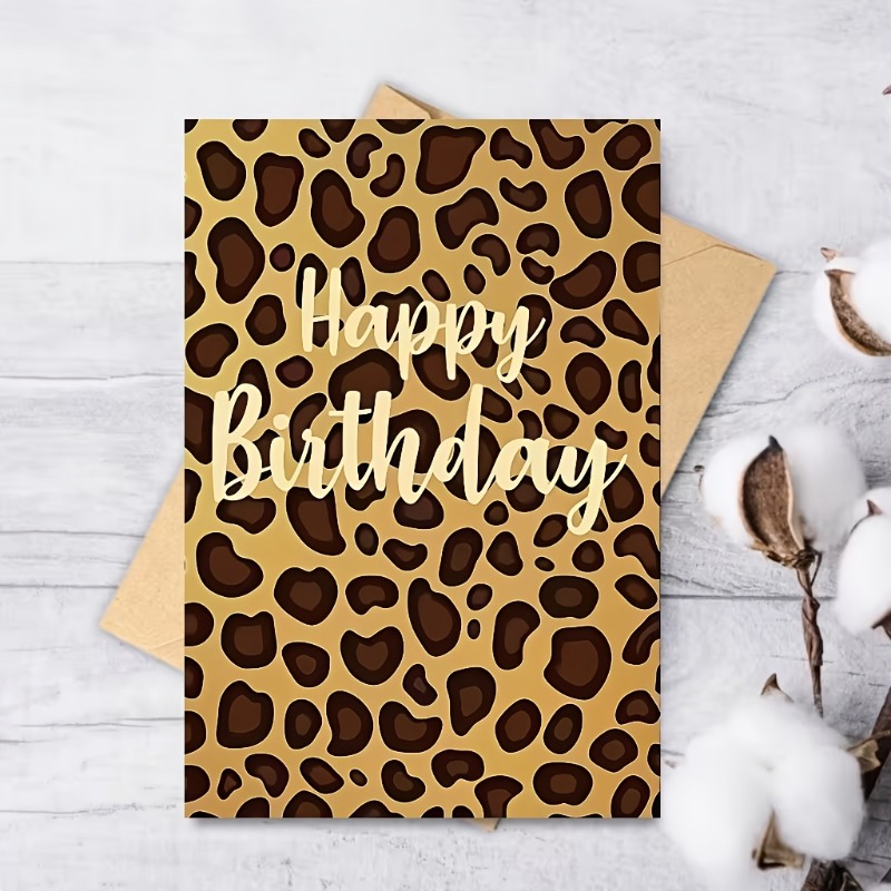 TEMU Tarjeta de " " con estampado de leopardo a . La de con un diseño de tendencia, para , familiares y queridos a la vanguardia de . Añade un chic y