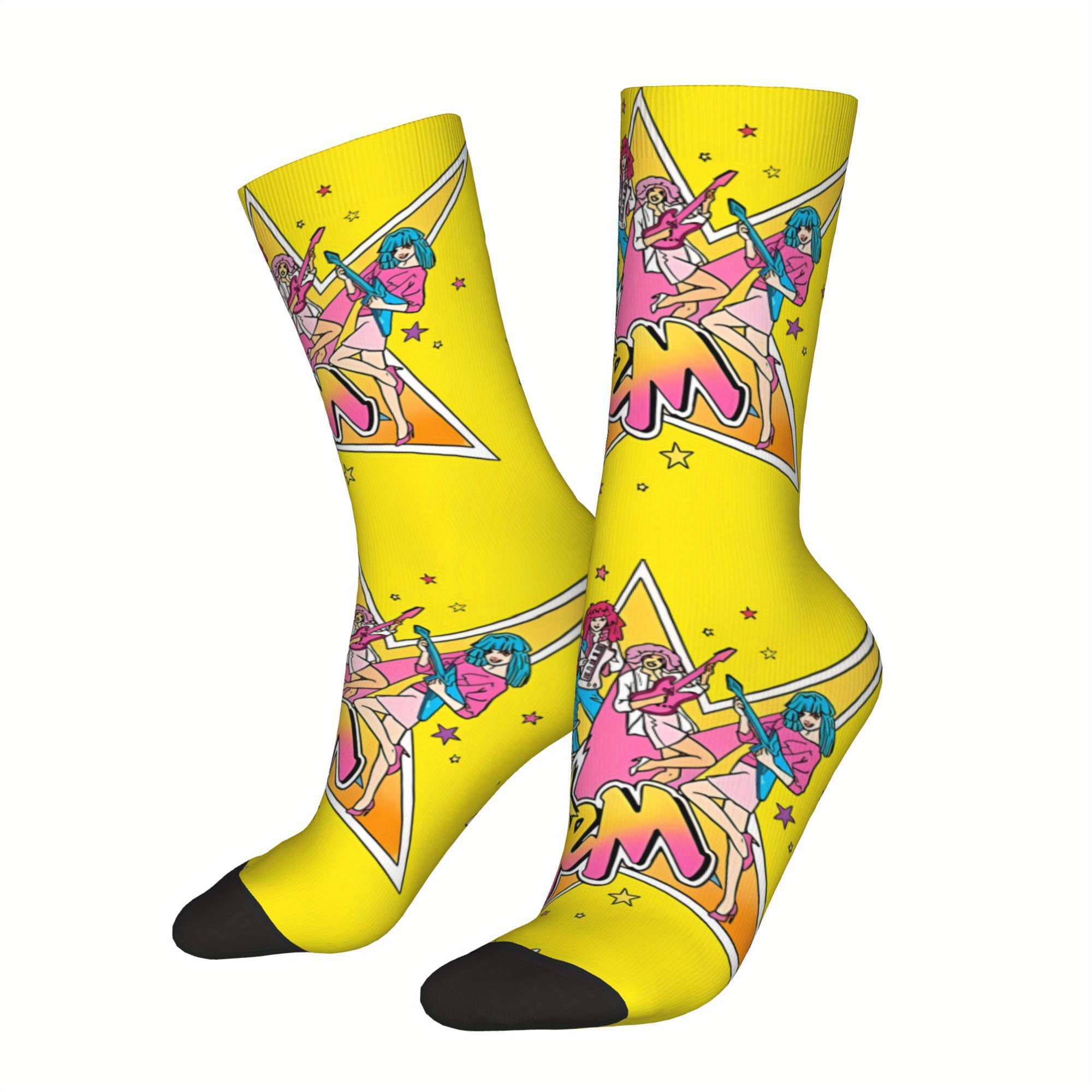 TEMU Chaussettes Gelée Années 80 Imprimées Homme Polyester Design d'Impression 2D