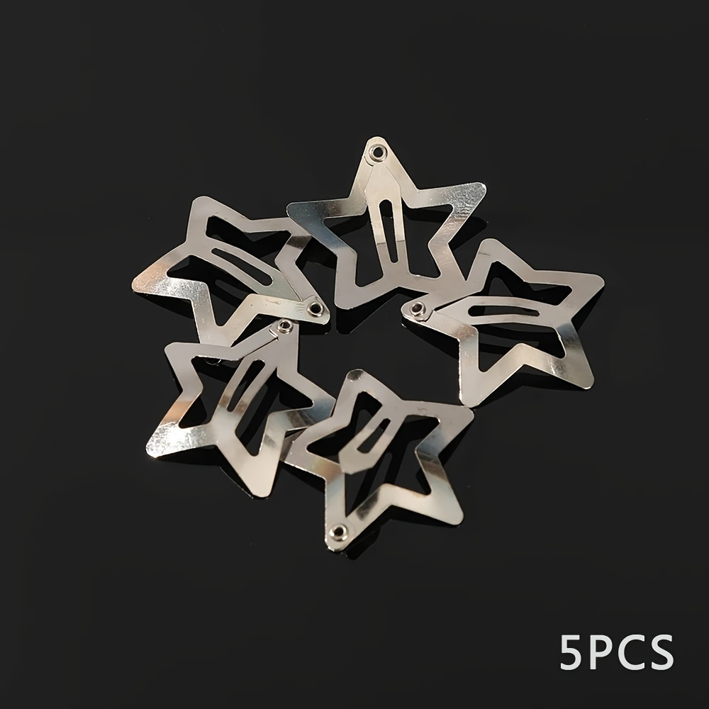 TEMU 5-teiliges Y2K Silberster-Haarspangen-Set mit sternförmigen Metallverschlüssen, einfache BB-Haarnadeln für Damen, ideal als Geschenk