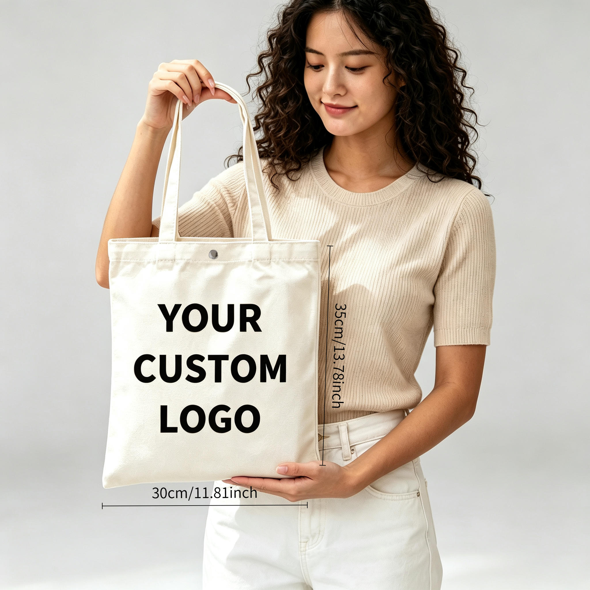 TEMU 10pcs Custom Logo With Buttons Gift Canvas Tote Bags Advertising Shopping Bags Heat Transfer Blank Tote Bags Reusable Shopping Bags Bags Gift