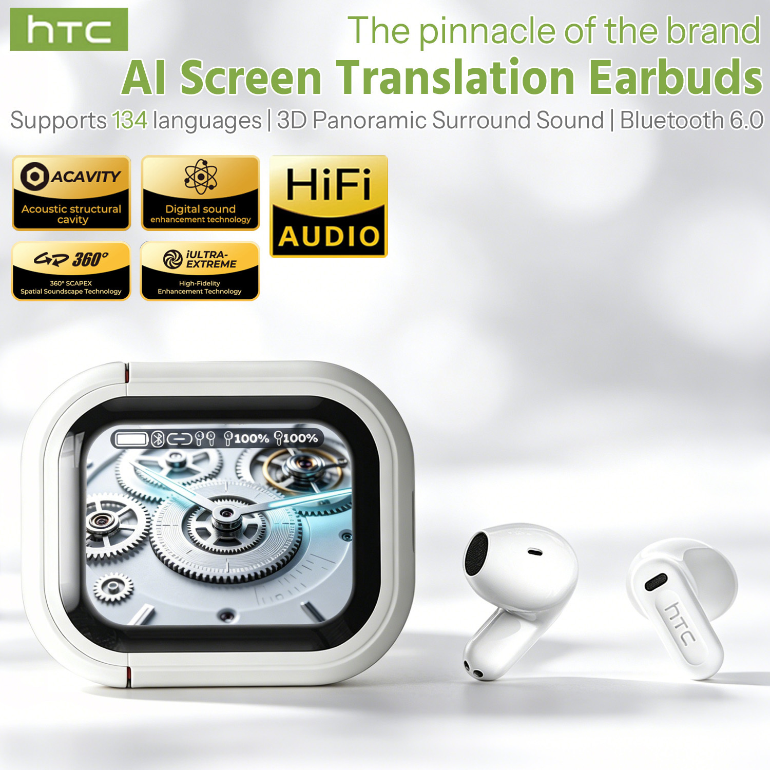 Image of 2026 True Wireless Bluetooth Earbuds Adopt Fast-speed Bluetooth 6.0 With Low-latency Gaming Mode. 13mm Drivers And 360° Audio Sound. A 1.8-inch Touchscreen Enables . With 30-hour , Semi-in-ear Comfy