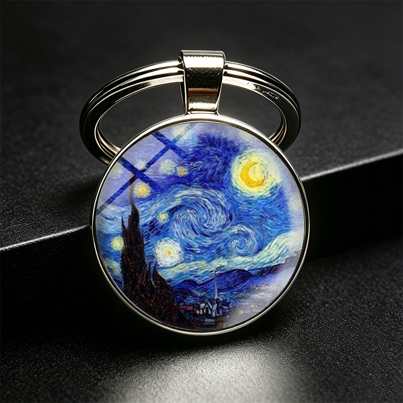 TEMU 1pc The Starry Night Men Keyring Glass Dome Keychain Gifts For