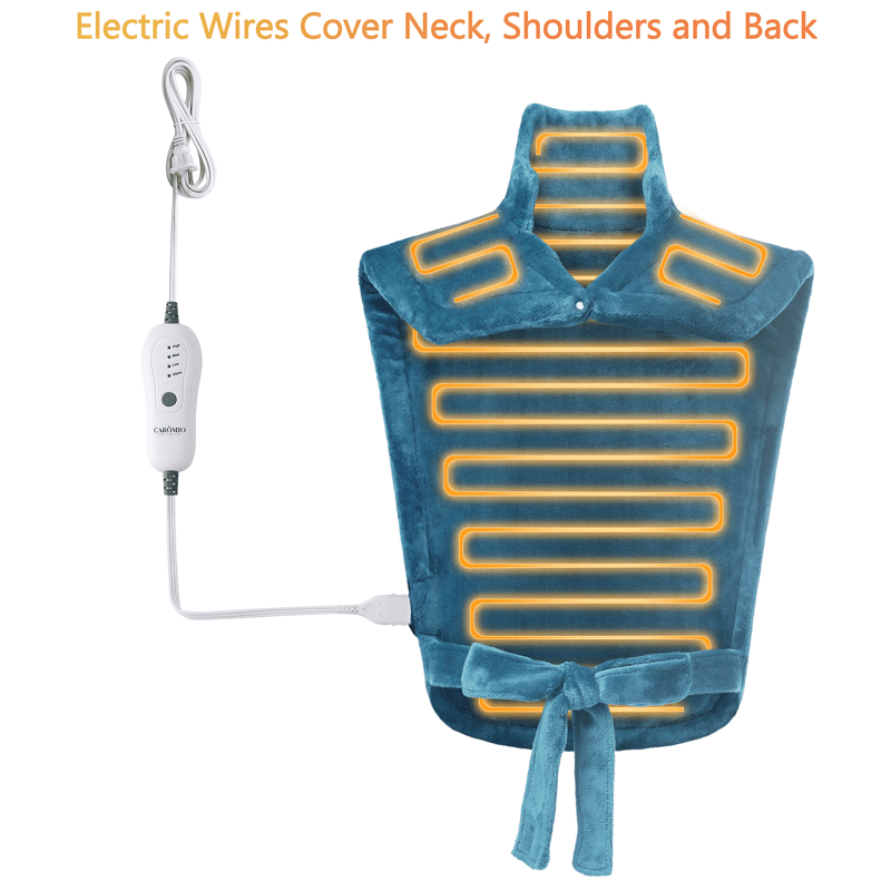 large weighted heating pad for neck and shoulders fast heating 4 temperature settings auto shut off full body     electric heating pad grey 33 x22 Product details 2