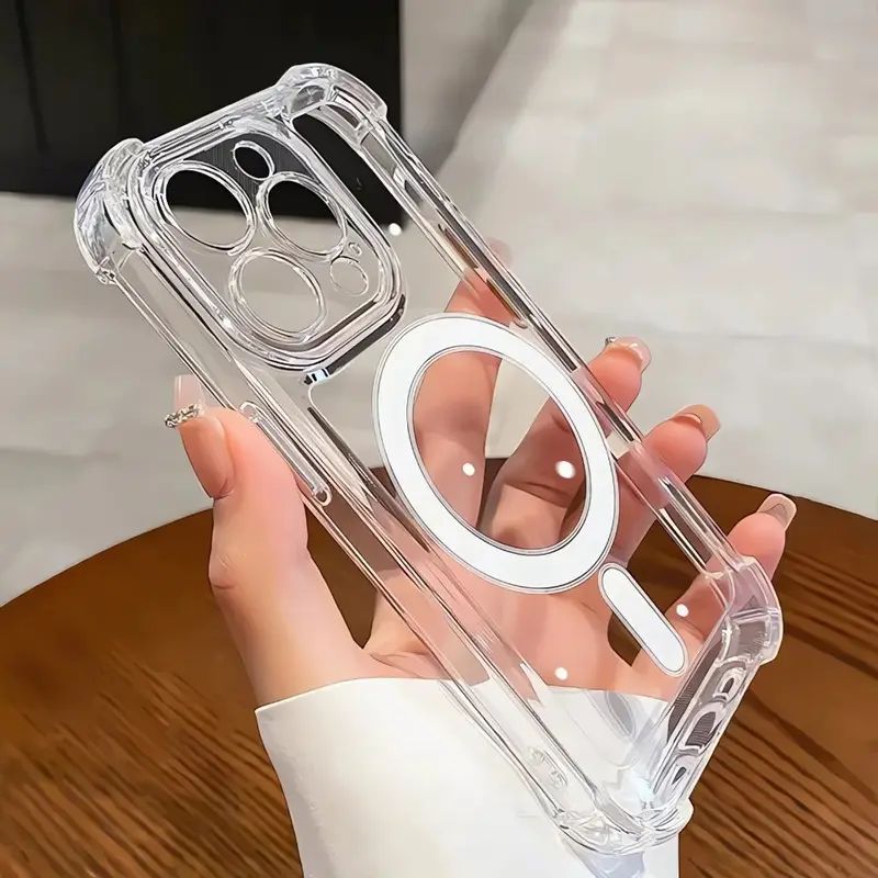 Phone Case - Transparent Magnetic Anti-Drop Four-Corner Phone Case for Iphone 12 13 14 15 16, for Iphone 12 13 14 15 16Pro, for Iphone 12 13 14 15 16Promax, Easy And Convenient Bright Phone Case