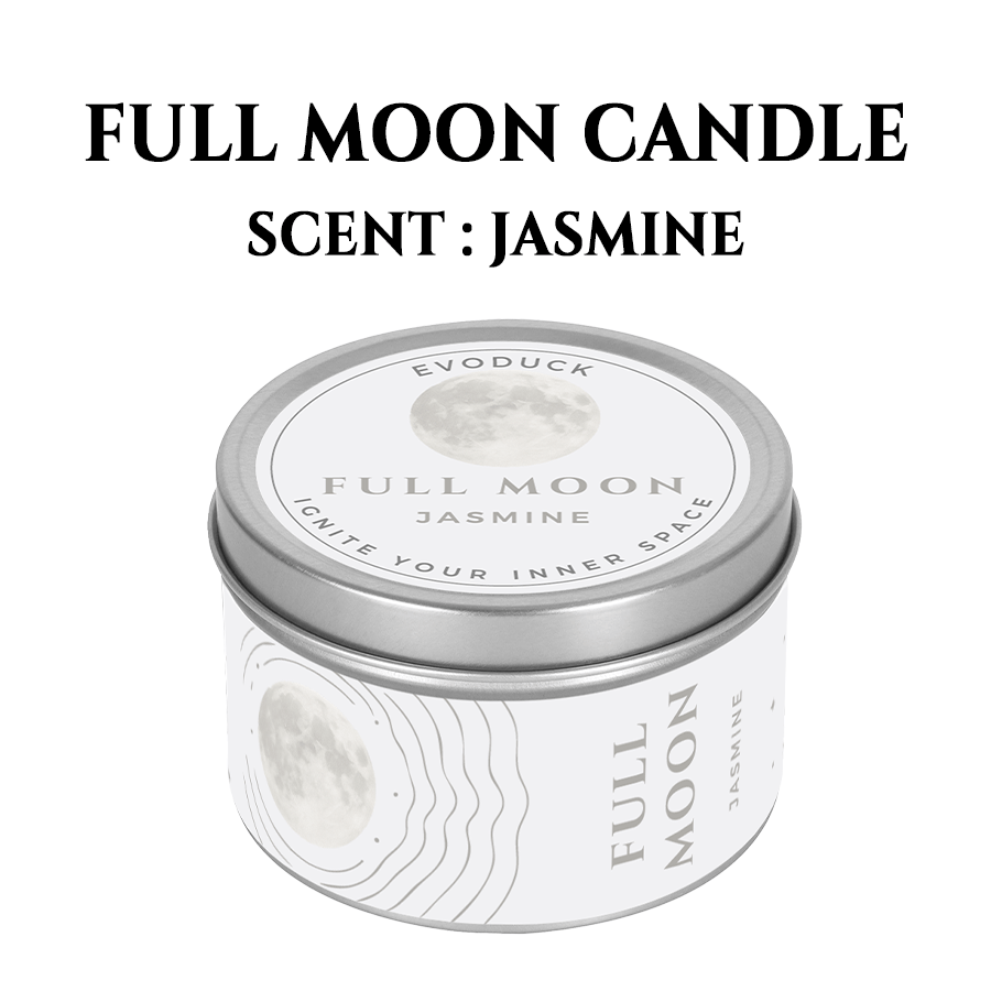 Evoduck Jasmine Manifestation Candle, 3oz Scented Soy Wax Silvery Tin With Chips, Hand-, Gift For Her & Him, With , Law Of Noodpakket