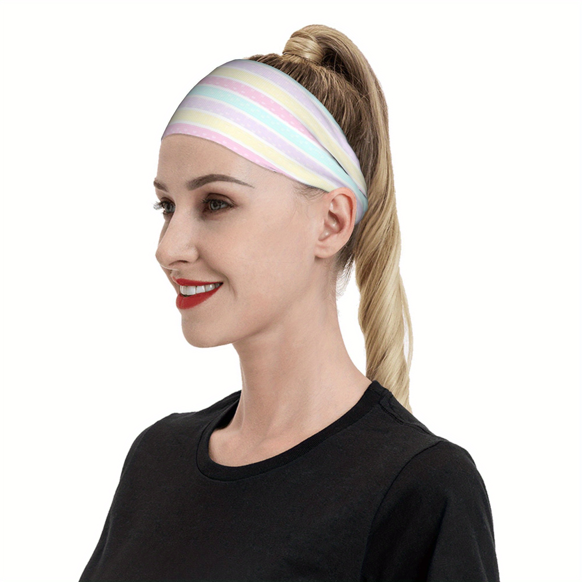 Pastel Stripes Headband Soft Non Slip Hairband Mint Green Pink