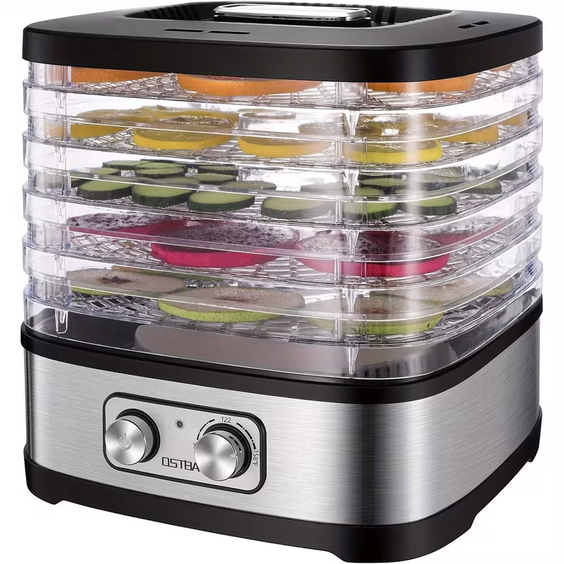 Electric Food Dehydrator - 5 Tray, Adjustable Temperature, 72-Hour Timer, LED Display, 240W, Includes Recipe Book