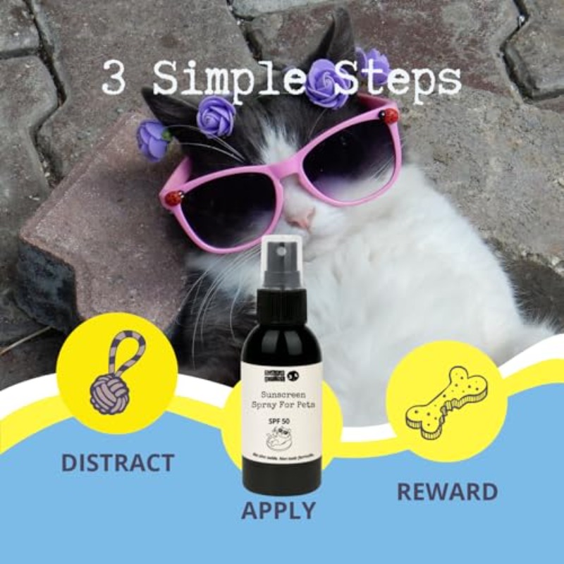 Pet Sunscreen SPF 50 Spray 100ml Dog and Cat Safe Sun Protection Water-Resistant UVA/UVB Protection Lick-Safe Hypoallergenic