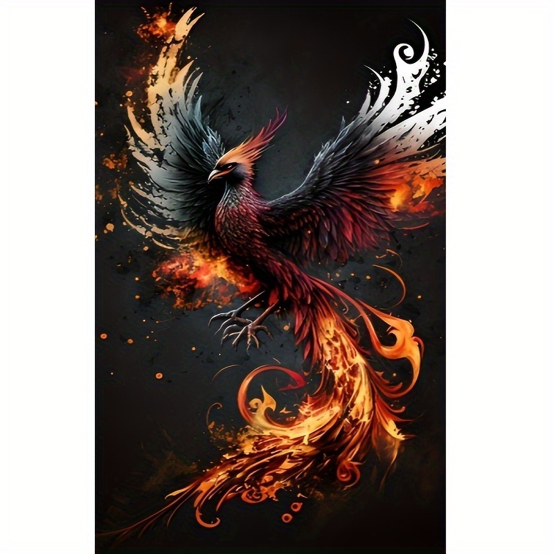 Image of 1 Set 5d Diy Diamond Painting Kit- Acrylic Craft Kit, Animal Phoenix Motif, Wall Decoration, Perfect Surprise Gift