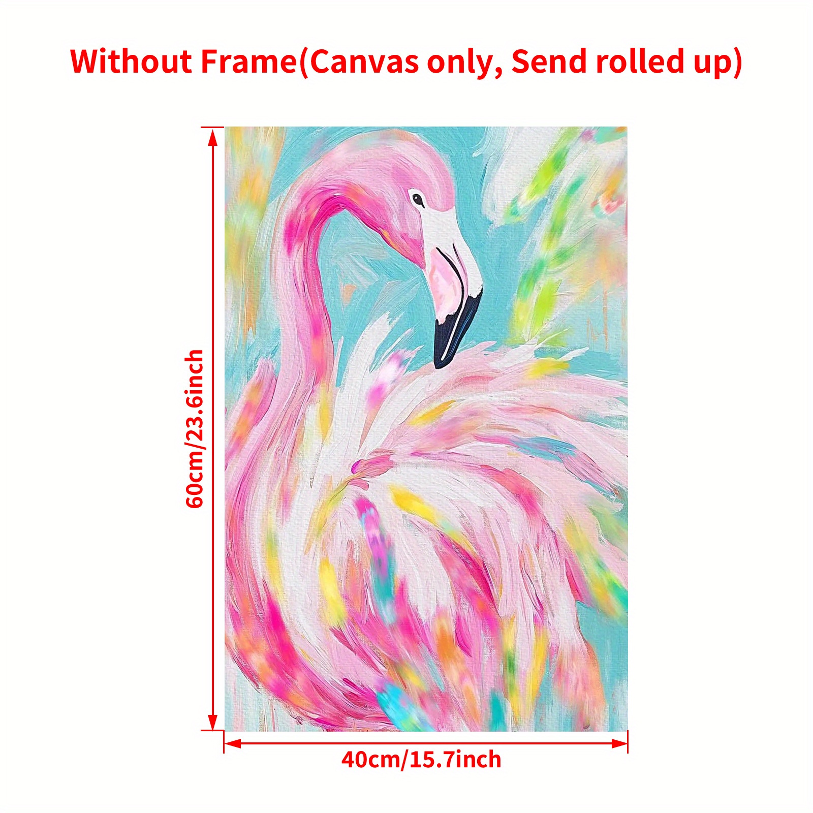 TEMU 2d Flat, 2d Flat, A Vibrant, Multicolored Flamingo Preppy Tropical Wall Art Canvas Poster, Perfect As A Gift For Decorating Walls In Bedrooms,