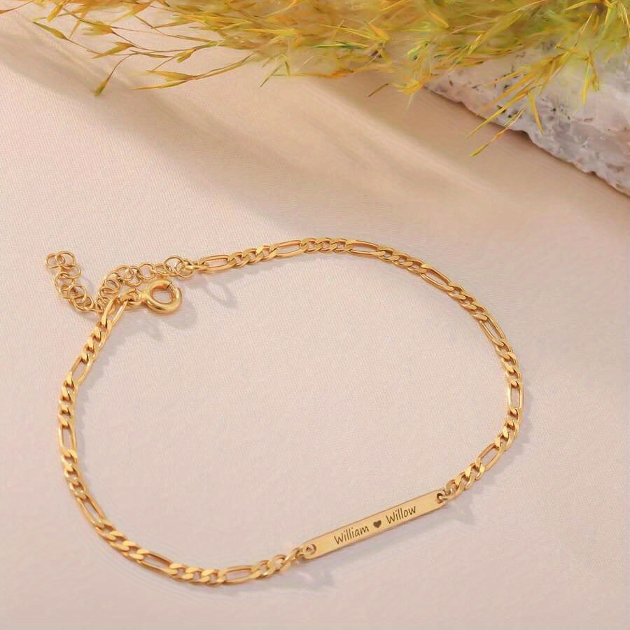 TEMU 1pc Mini Bar Name Bracelet, Personalized Bracelet Custom Name Bracelet, Mini Bar Bracelet Suitable For Daily Wear In !