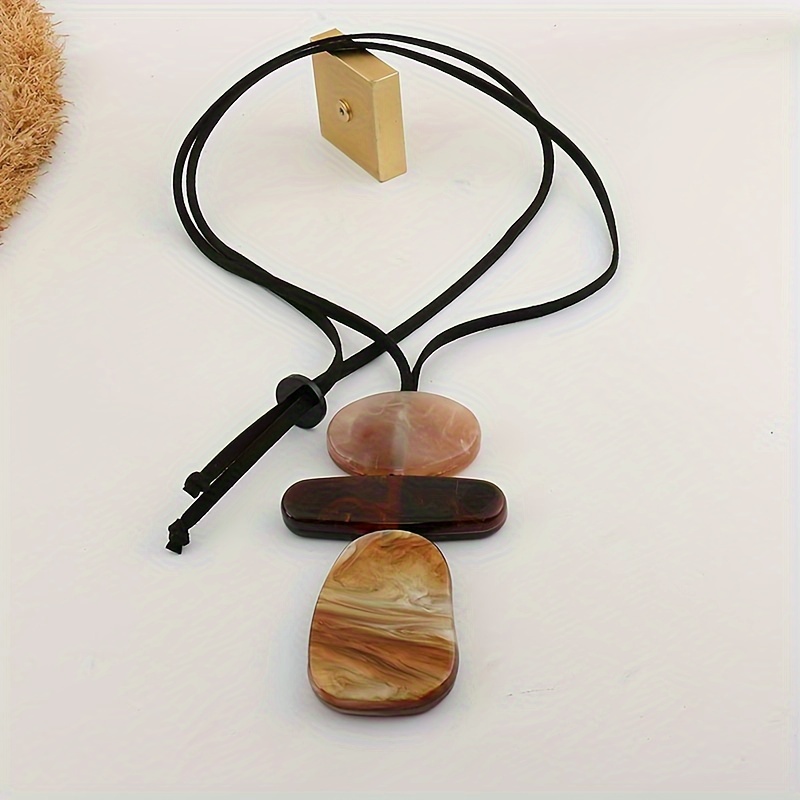 Rope Geometric Pendant Necklace Long Sweater Chain