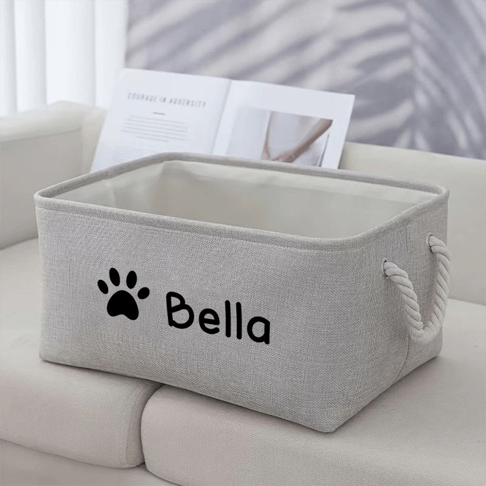 TEMU Customizable Names For Dogs Or Cats, Pet Toy Storage Baskets, Felt Dog Toy Boxes Are Perfect For Organizing Toys, Blankets, Leashes, Food, And