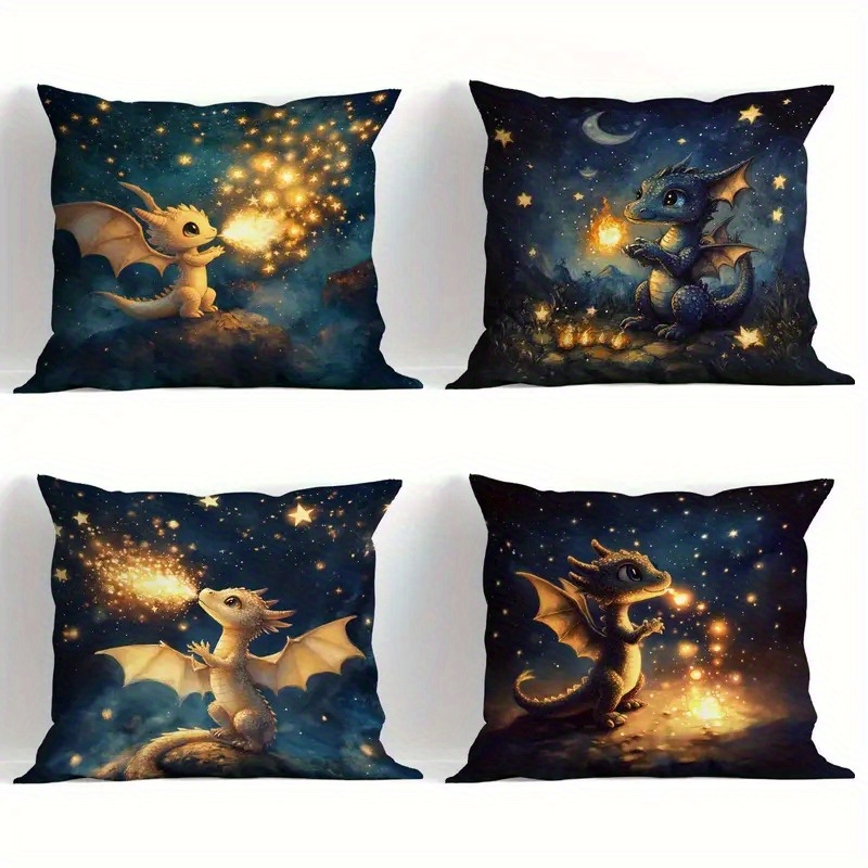 TEMU 4pcs Starry Sky Pillowcase, Single-sided Print Sofa Pillow Cover, Square Polyester Pillowcase And Modern Sofa Decorative Cushion