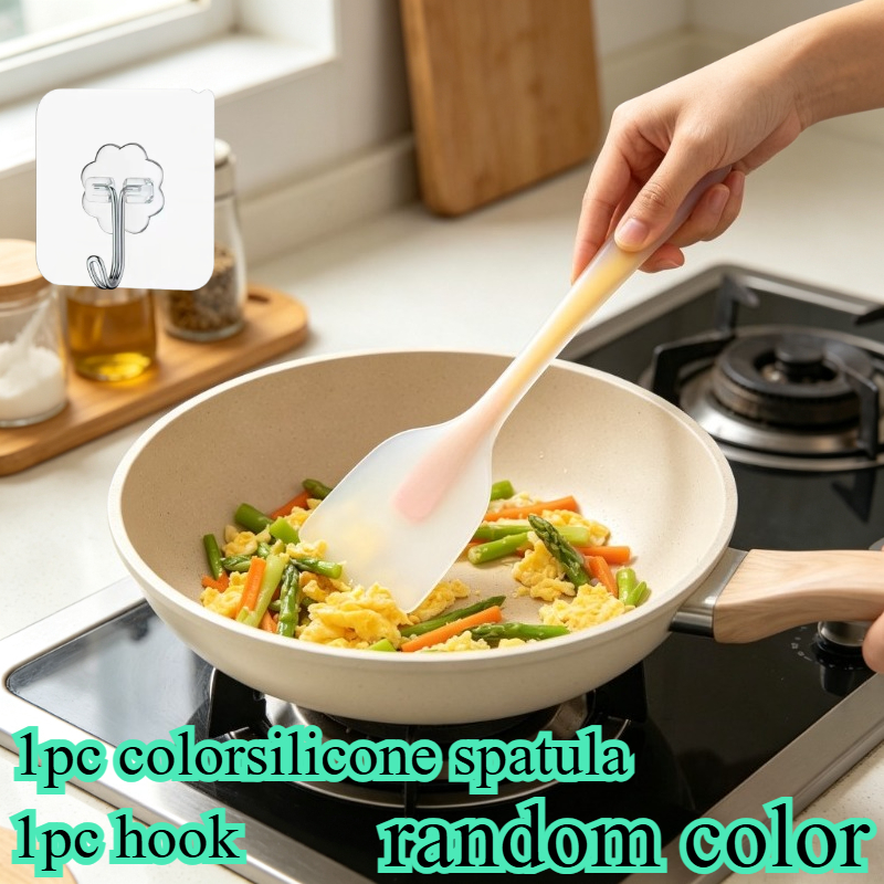 TEMU 2pcs Set Silicone Spatula And Hook, Mini Silicone Spatula, Jam Spreader, Heat-resistant Butter Knife, Baking Tool, Kitchenware, Apartment
