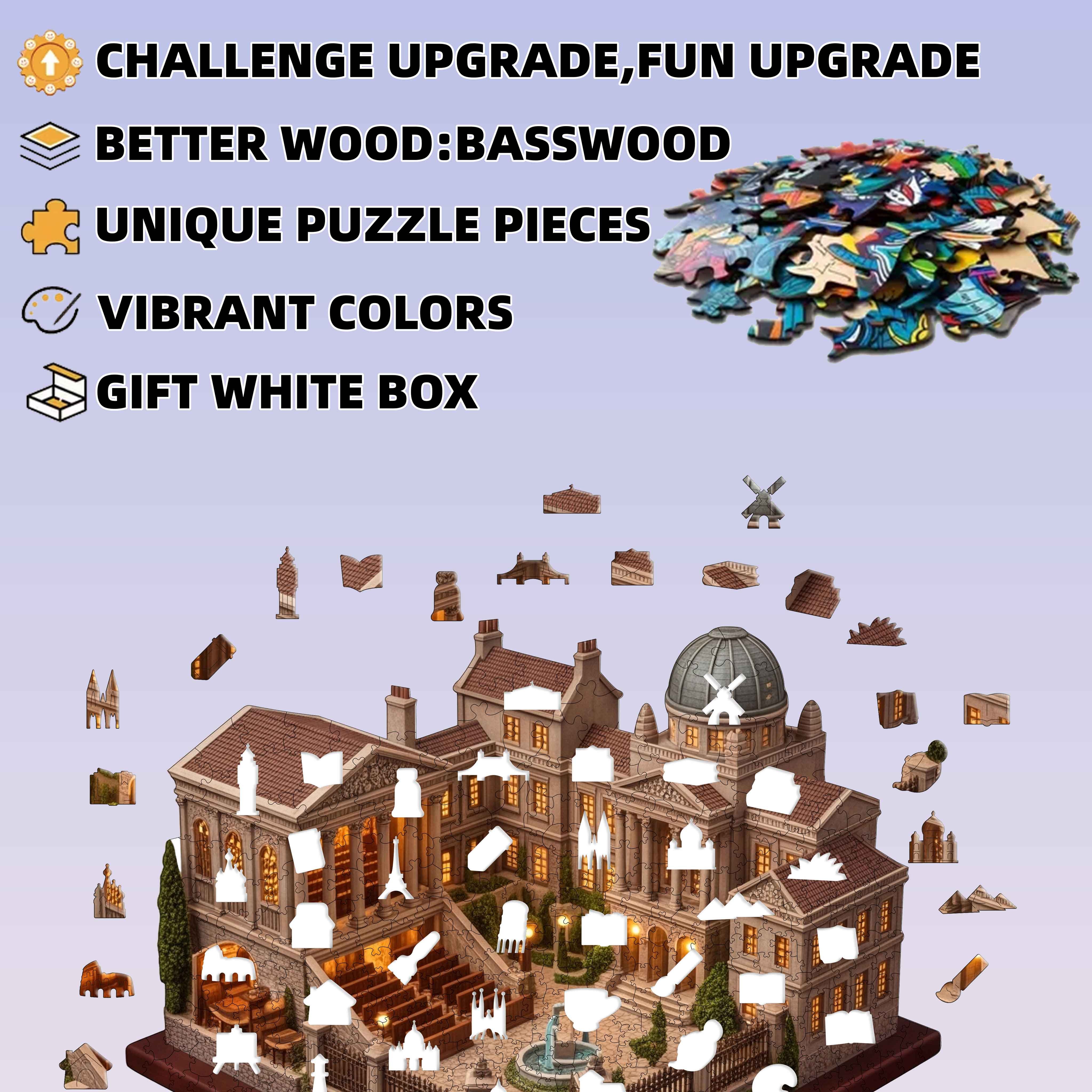 Classical Library Courtyard 502pcs Wooden Puzzle