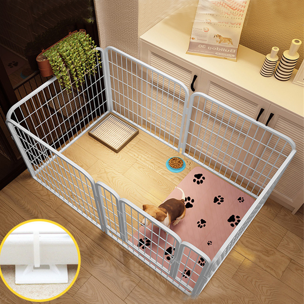 Multifunktionel indendørs hundebur i rustfrit stål med hvile- og legeområder, pottetræning, fleksibelt design til små, mellemstore hunde, nem montering, ideel gave til kæledyrsejere. Produktdetaljer 8