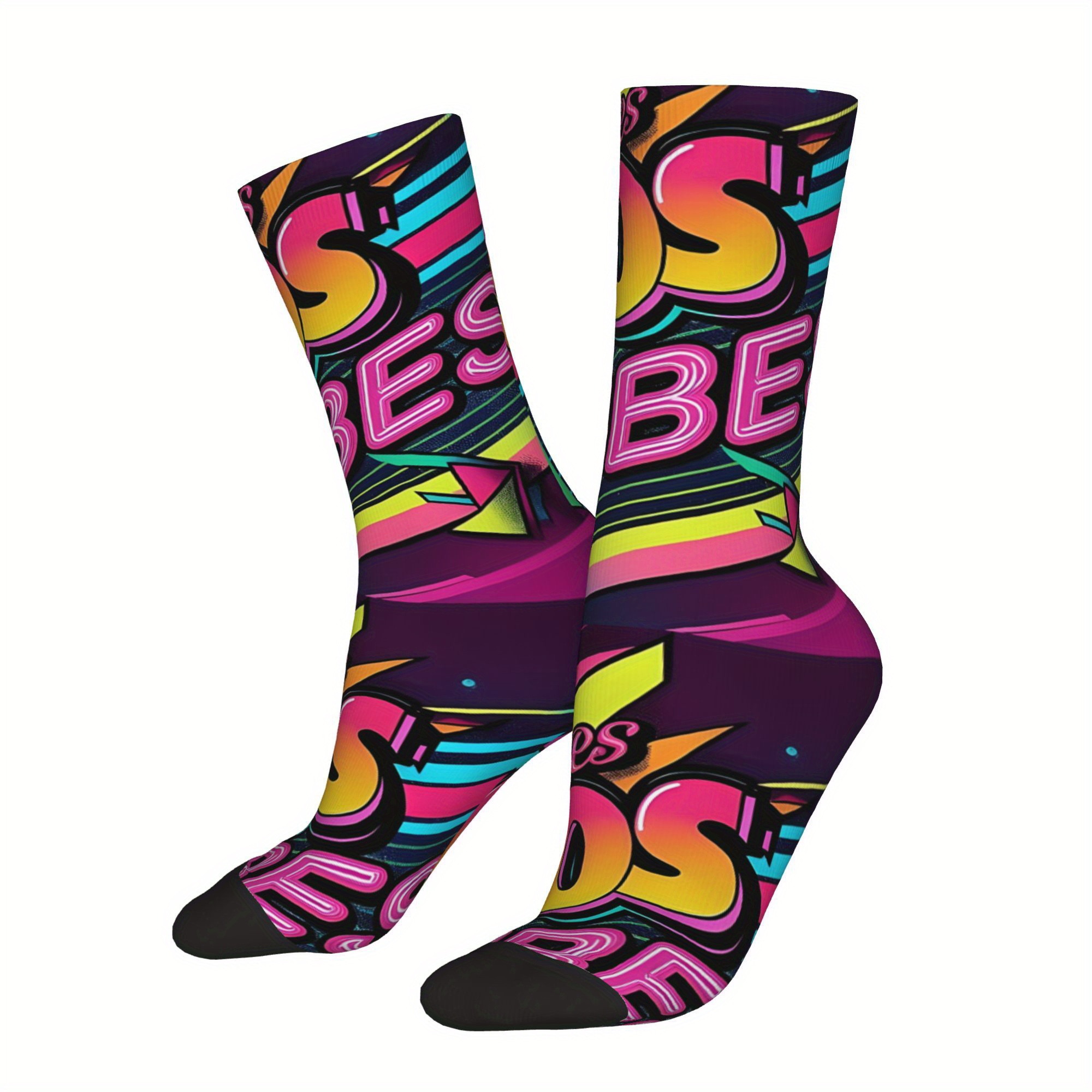 E-shop 1 Paar lustige Happy 90er Jahre Vibes Rucksack Vintage Harajuku Hip Hop Neuheit Lässige lustige verrückte Socken