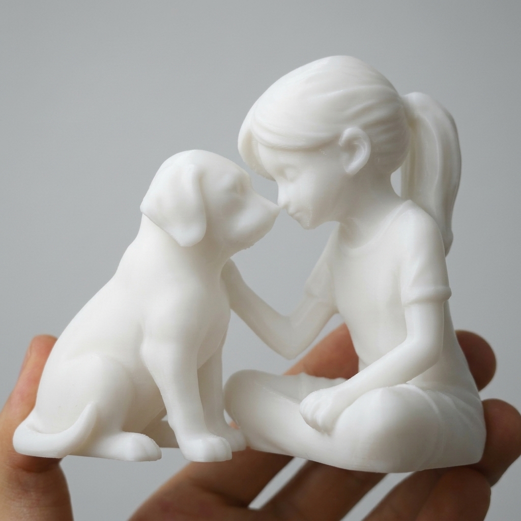 TEMU 【商品名】女の子と犬の像、心地よいデスクトップオーナメント、犬に甘い言葉をかける静かな瞬間、優しさを表す穏やかな手の動き。モダンミニマリストアート作品、リビンの完璧な装飾
