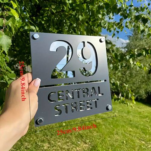 stainless steel address plaque customizable golden durable weather resistant for home or installation with pre drilled holes multi color options