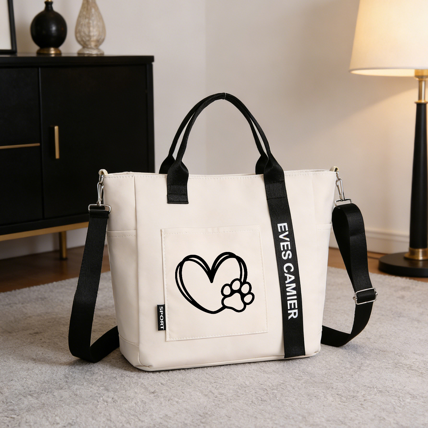 TEMU Fun Paw Print Pattern, Women's Shoulder Bag, Fashionable Crossbody Bag | Hand-, Casual And Versatile, Travel Storage Bag, Holiday Gift