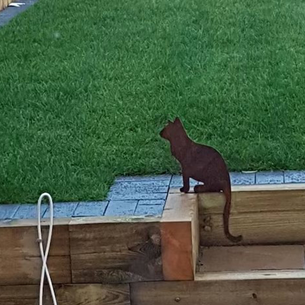 Rostige Metall-Katzen-Silhouette – Gartenzaun-Deko, 42,5 X 18 Cm, Rustikales Halloween-Ornament