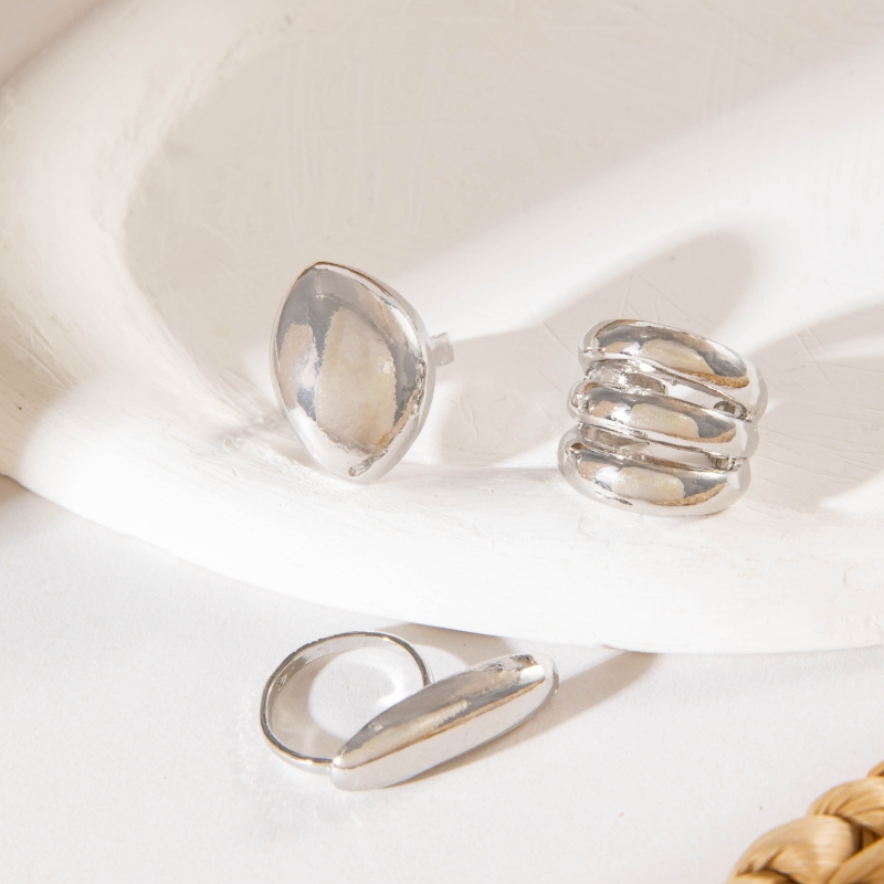 3pcs Unique Retro Geometric Layered Ring Set