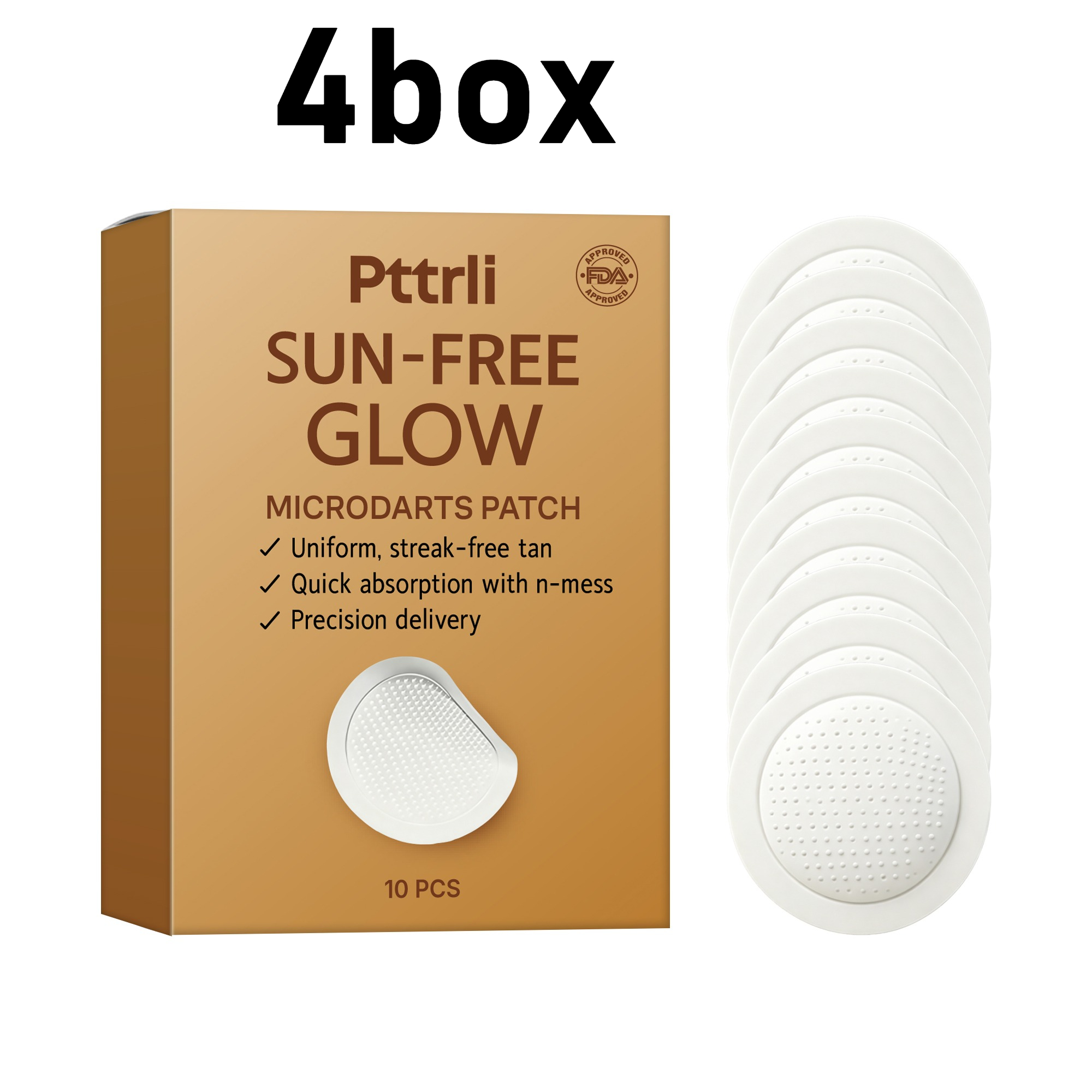 Pttrli Sun-free Glow Microdart Tanning Patch, Self Tanner Microneedle Patches, Bronzing Glow, Streak- Tan Patch, Quick Absorption, Long Lasting Natural Tan, Summer Care For Women