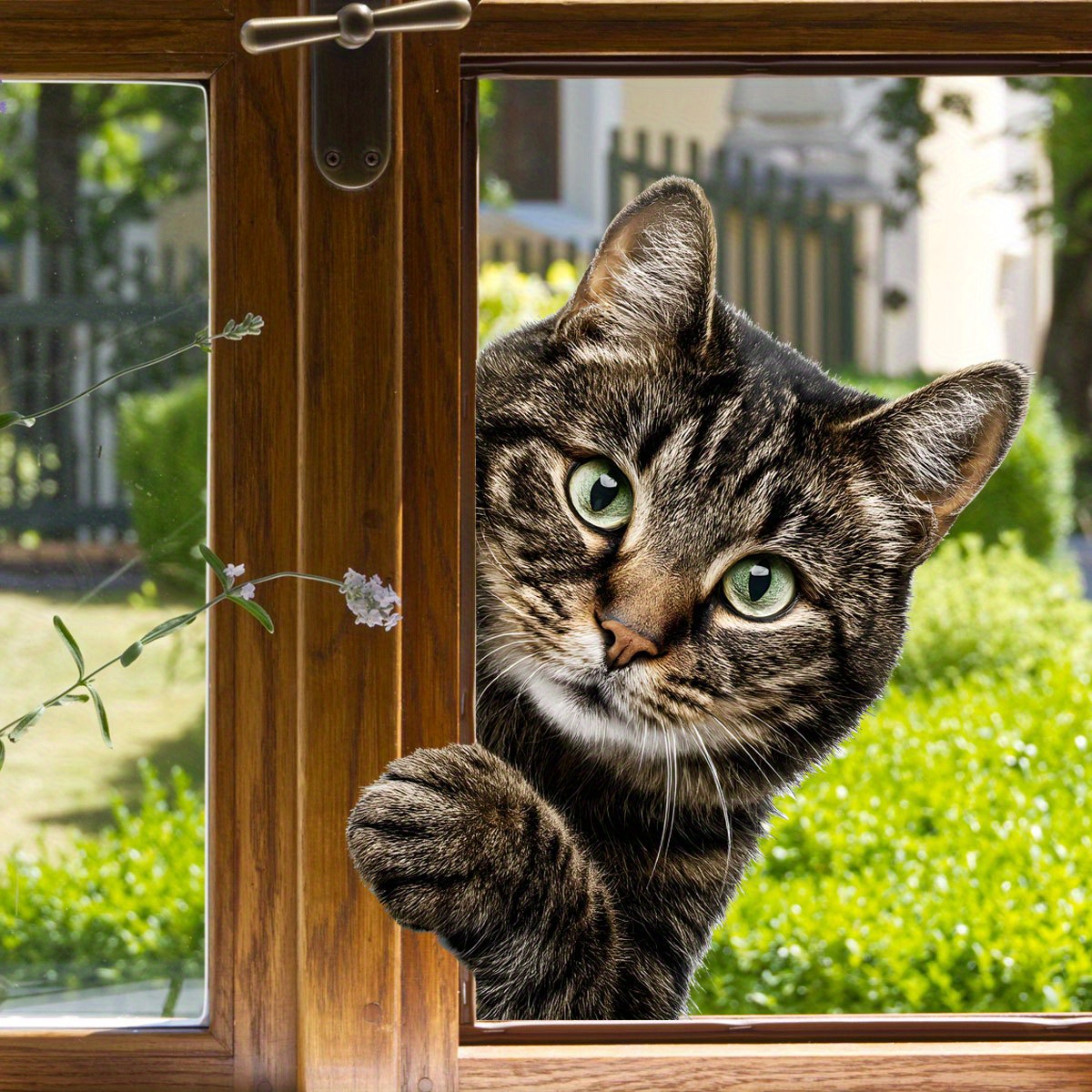 TEMU 1pc Kitten Party Window Cling Decoration, Fun Animal Decorative Glass Sticker, Home Decor, Storefront Sticker, No Glue Static Cling, Window