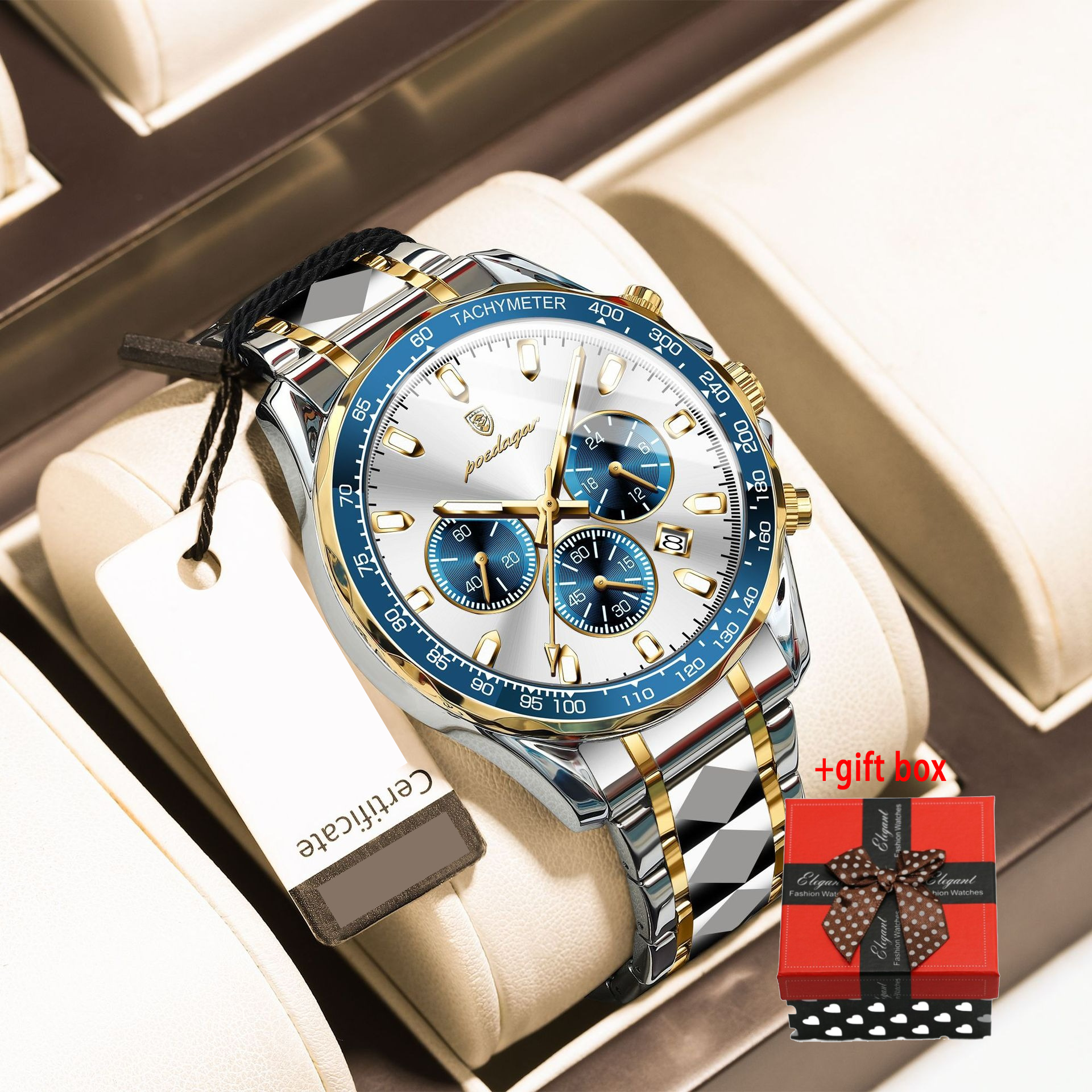 TEMU Trendy Men's Multifunction Watch, High-end Small Three-hand Wristwatch, Luminous Chronograph Date Function, Business Trips, Daily Commuting,
